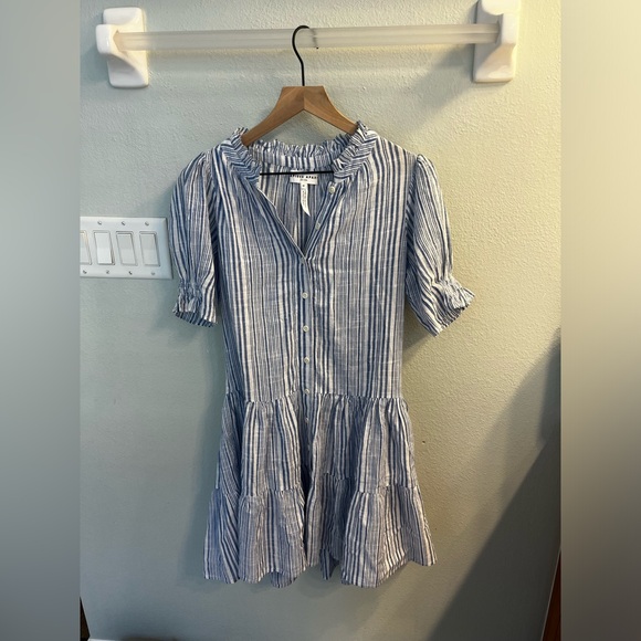 blue white checkered dress shirt Tan and Blue Stripe Combo Sun Mesa Midi